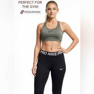 Nike Women’s Athletic Set Sports Bra + Leggings Black Grey Gym Workout Outfit